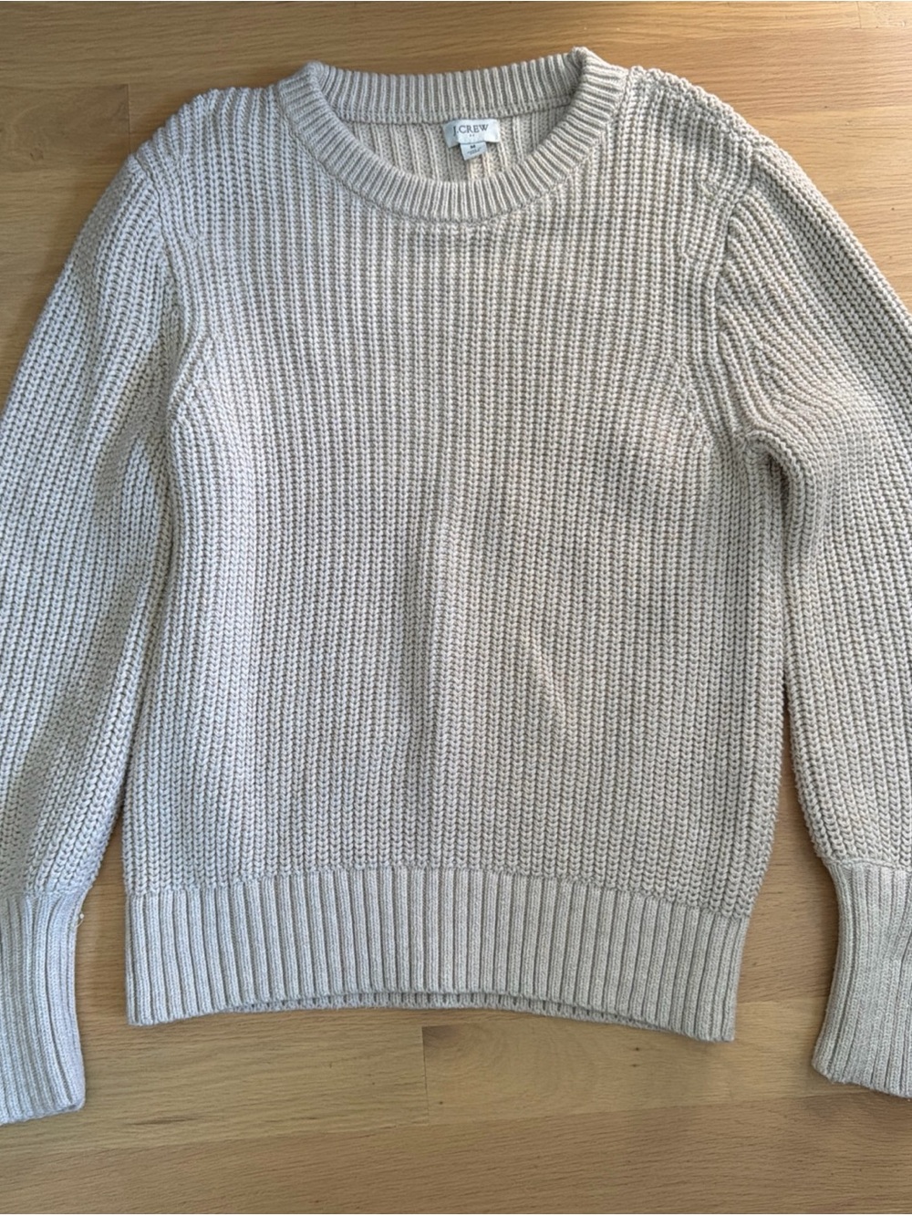 J. Crew Crew Neck Knit Sweater Fisherman Chunky Neutral 100% Cotton Medium